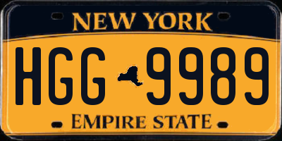 NY license plate HGG9989