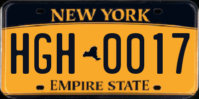 NY license plate HGH0017