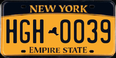 NY license plate HGH0039