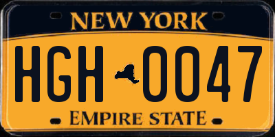 NY license plate HGH0047