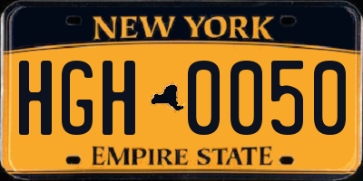 NY license plate HGH0050