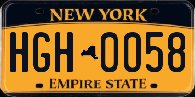 NY license plate HGH0058