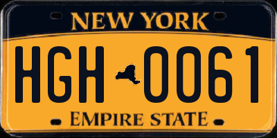 NY license plate HGH0061