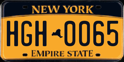 NY license plate HGH0065