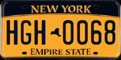 NY license plate HGH0068