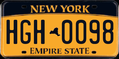 NY license plate HGH0098