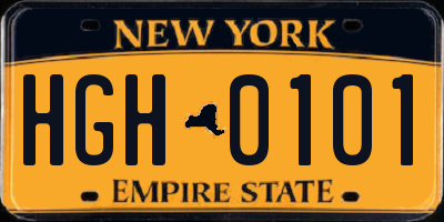 NY license plate HGH0101