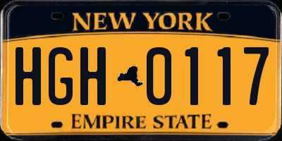 NY license plate HGH0117
