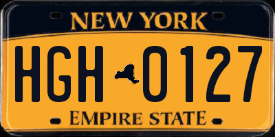 NY license plate HGH0127