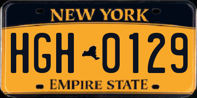 NY license plate HGH0129