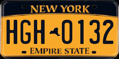 NY license plate HGH0132