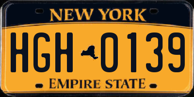 NY license plate HGH0139