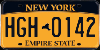 NY license plate HGH0142