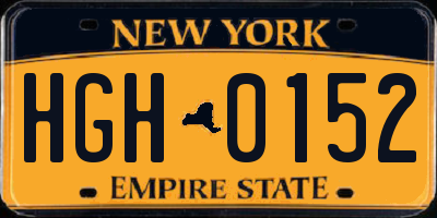 NY license plate HGH0152