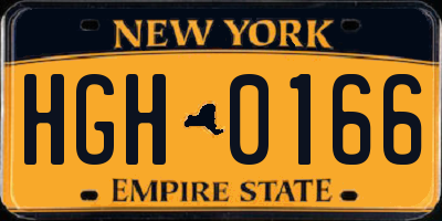NY license plate HGH0166