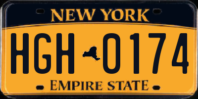 NY license plate HGH0174