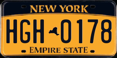 NY license plate HGH0178