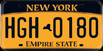 NY license plate HGH0180