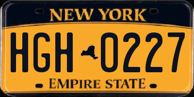 NY license plate HGH0227