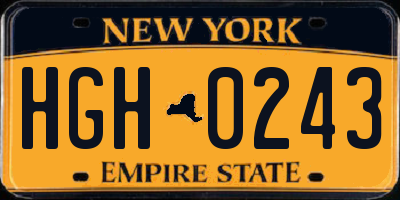 NY license plate HGH0243