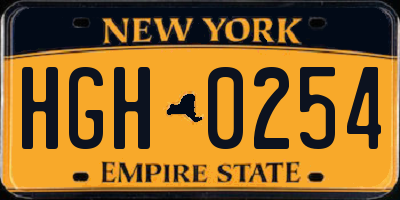 NY license plate HGH0254