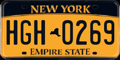 NY license plate HGH0269