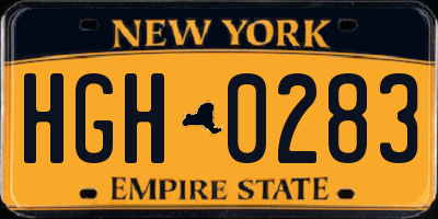 NY license plate HGH0283