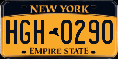 NY license plate HGH0290
