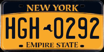 NY license plate HGH0292