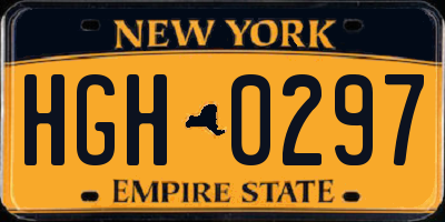 NY license plate HGH0297