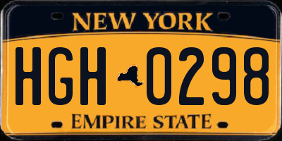NY license plate HGH0298