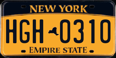 NY license plate HGH0310