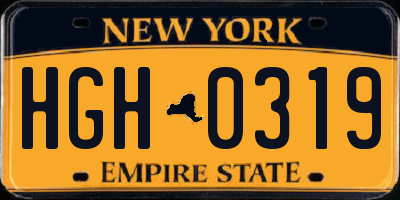 NY license plate HGH0319