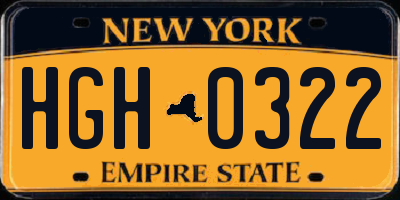 NY license plate HGH0322