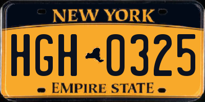 NY license plate HGH0325