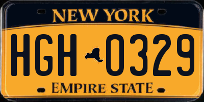 NY license plate HGH0329