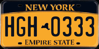 NY license plate HGH0333