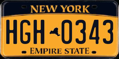 NY license plate HGH0343