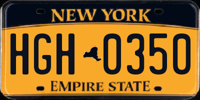 NY license plate HGH0350