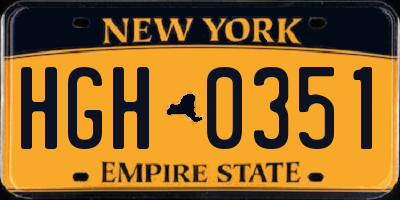 NY license plate HGH0351