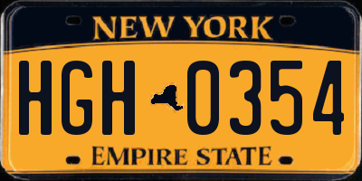 NY license plate HGH0354