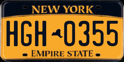NY license plate HGH0355