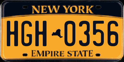 NY license plate HGH0356