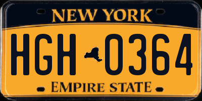 NY license plate HGH0364
