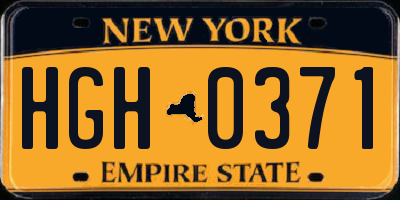 NY license plate HGH0371