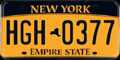 NY license plate HGH0377