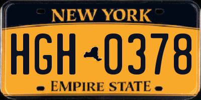 NY license plate HGH0378