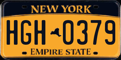NY license plate HGH0379