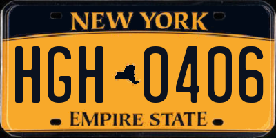 NY license plate HGH0406