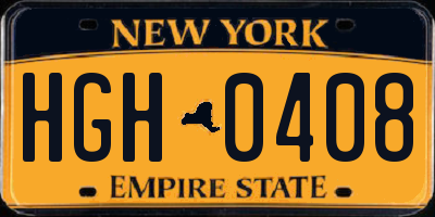 NY license plate HGH0408
